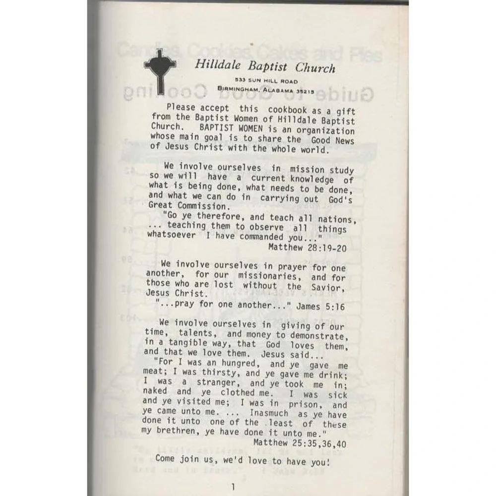 Baptist Women Share the Bread of Life Cookbook Hilldale Baptist Church Bham, AL - Picture 3 of 4